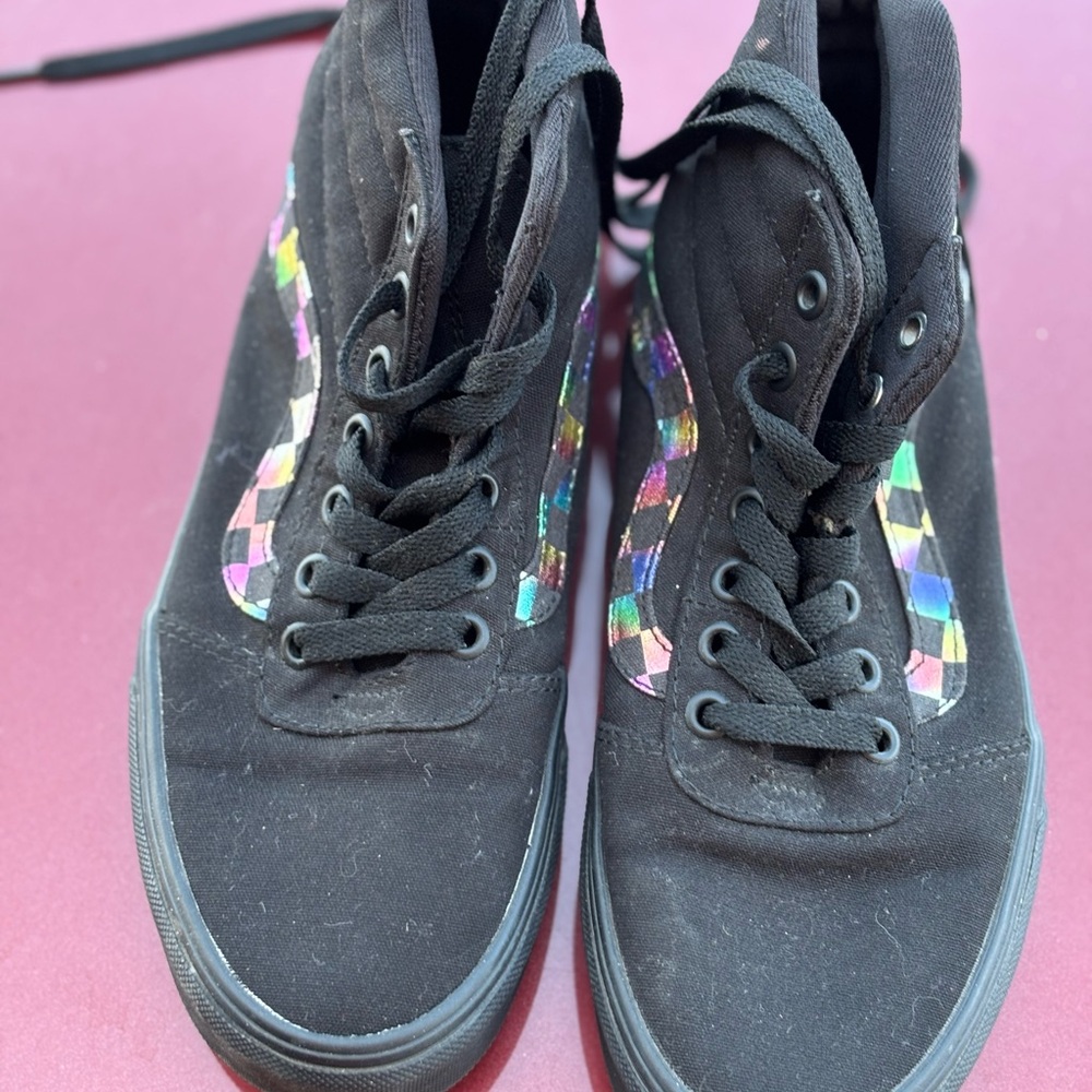 Vans Black Ankle Boots with Colorful Checkered Pattern